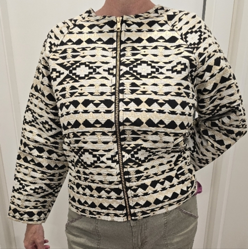 FRNCH Black and Gold Patterned Jacket